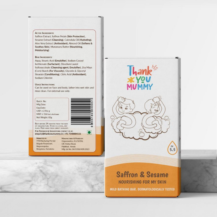 Saffron & Sesame Cleansing Bar Soap for Kids | Nourishing for Skin | 83 g